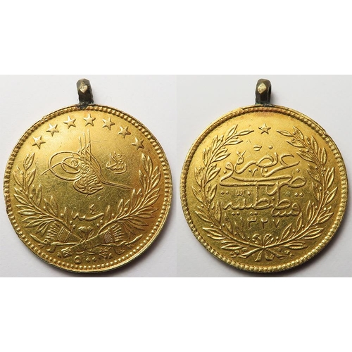 782 - Turkey Gold 500 Kurush AH1327 / year 4 (1912), 36.08g type, KM# 758, Krause has mis-printed the weig... 