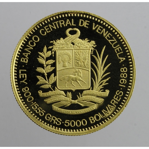 832 - Venezuela 5000 Bolivares 1988 Proof aFDC