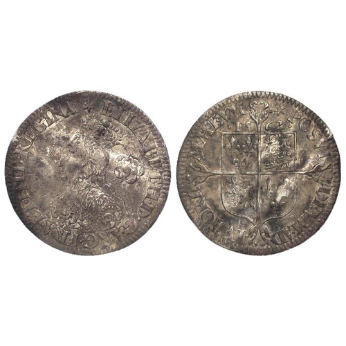 860 - Elizabeth I milled silver Sixpence 1562 mm. star, tall narrow bust, decorated dress, S.2595, 2.79g, ... 