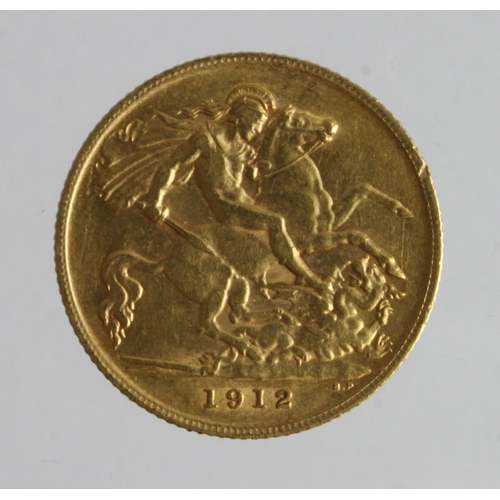 87 - Half Sovereign 1912 GVF, edge nick. (David Fayers Collection)