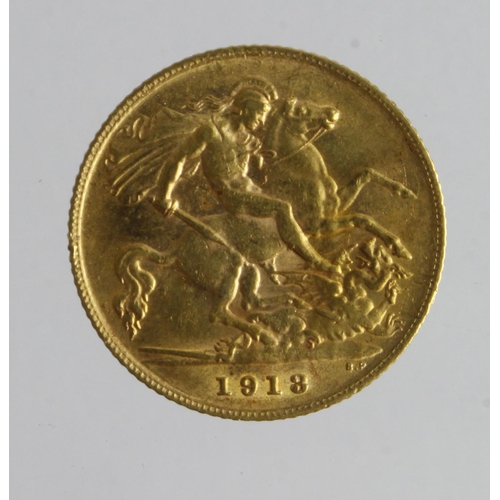 88 - Half Sovereign 1913 cleaned GVF (David Fayers Collection)