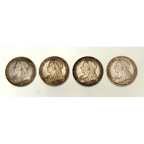 922 - GB Crowns (4) 1893 LVI, 1896 LX, 1897 LXI & 1899 LXII. Average VF or better (David Fayers Collection... 