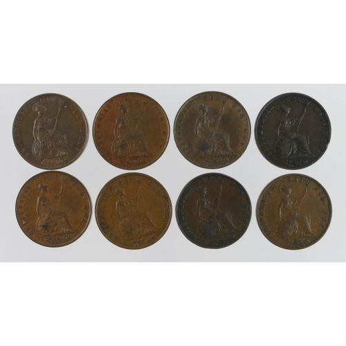 973 - GB Halfpennies (8) Victorian copper: 1841 nEF trace lustre, 1853 nEF, 1854 VF, ditto x2 F and VF, 18... 