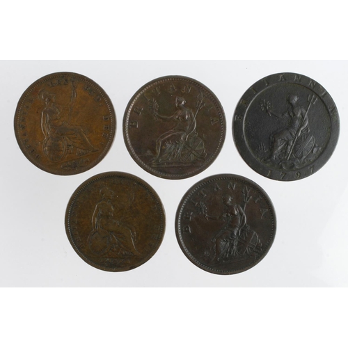 983 - GB Pennies (5) 1797, 1806, 1807, 1825 & 1834. Fine - GVF (David Fayers Collection)