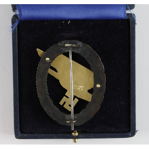 1021 - German Luftwaffe Paratroopers qualification badge (Osang Dreden marked) in fitted case.