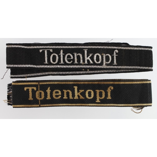 1067 - German SS Cuff band for the Totenkopf Divsion an Officers bullion and other ranks Bevo version.