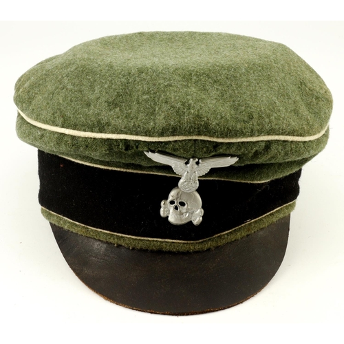 1075 - German SS Waffen field service crusher cap, service wear.