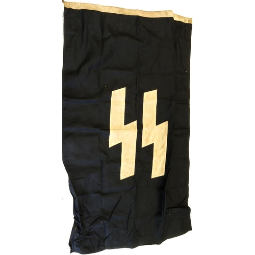 1076 - German SS Wall hanging flag, stamped Berlin 1939 RZM etc, 5 feet, service wear.