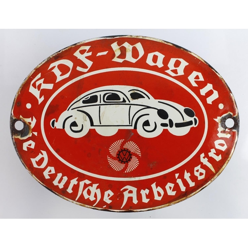 1081 - German Volkswagen VW WW2 factory enamel wall plaque for the KDF Wagen.