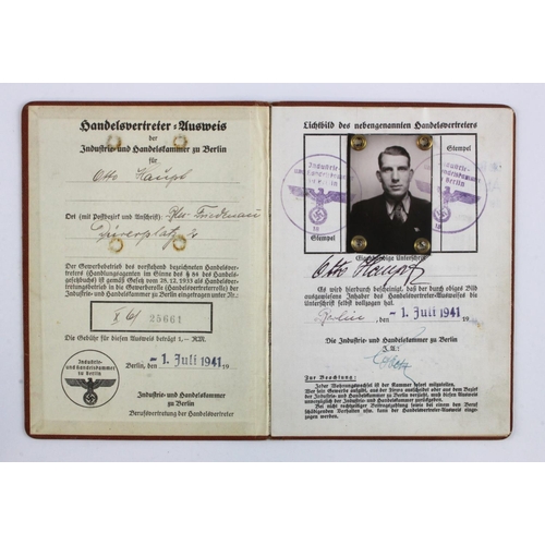 1104 - German WW2 industry and commerce identity membership book with photo issued 1st July 1941 Berlin wit... 