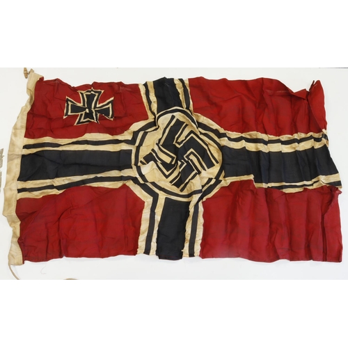 1115 - German WW2 War flag, printed, 5 foot long, service wear.