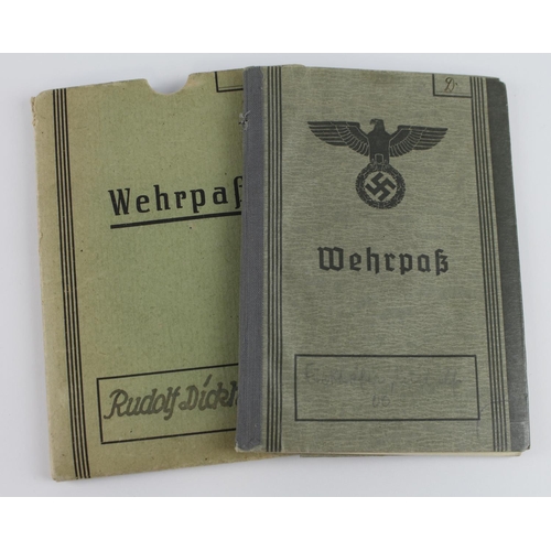 1116 - German WW2 Wehrmacht Wehrpas for Rudolf Dickhofer in protective card holder.