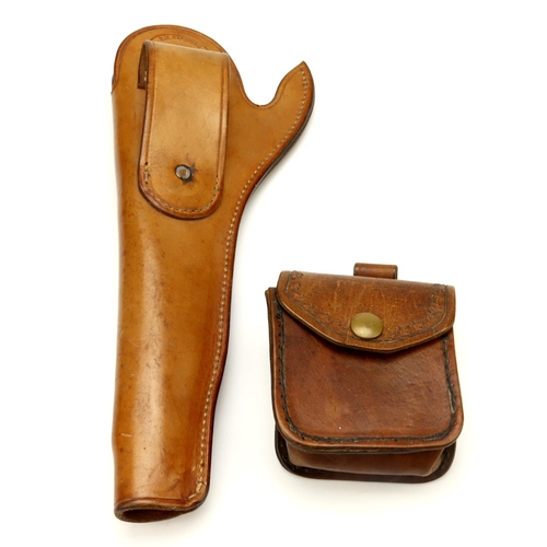 113 - United states quality reproduction ‘slim jim’ revolver holster by bachman and percussion cap pouch, ... 