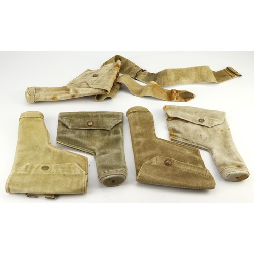 123 - World war ii pattern 1937 canvas holsters, all original with varying degrees of wear, one noted date... 