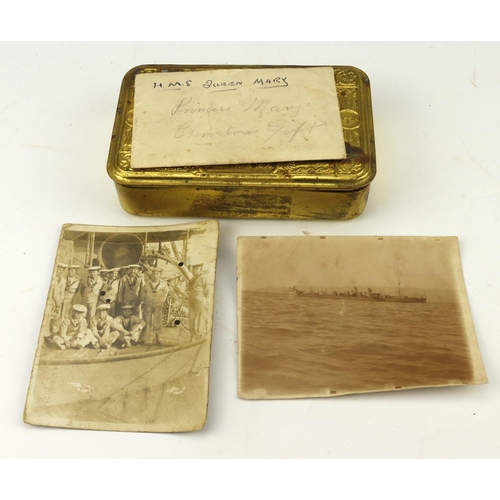 129 - 1914 Princess Mary gift tin with 1914 Princess Mary gift card in its original envelope written on th... 