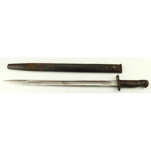 14 - Bayonet WW1 1907 made by Wilkinson and dated 1917 in its tear drop scabbard.