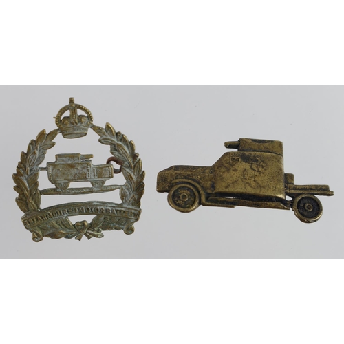 141 - Badge 1st Armoured Motor Battery and an Armoured car badge.