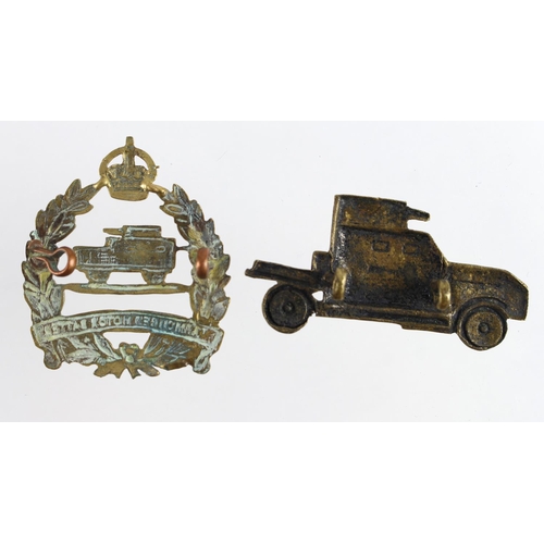 141 - Badge 1st Armoured Motor Battery and an Armoured car badge.