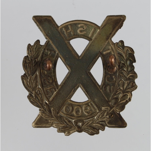 146 - Badge a Scottish Horse 1900 Boer War era white metal cap badge.