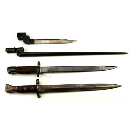 15 - Bayonets four of all without scabbards including 1888 Lee Metford,  L.I.A.3, India MKII, Russian Mos... 