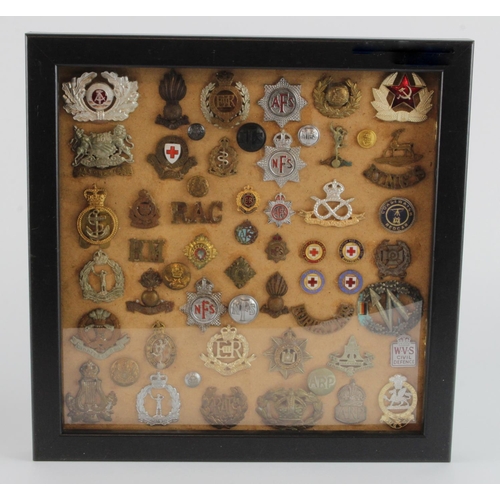 164 - Badges framed collection of various military badges etc.