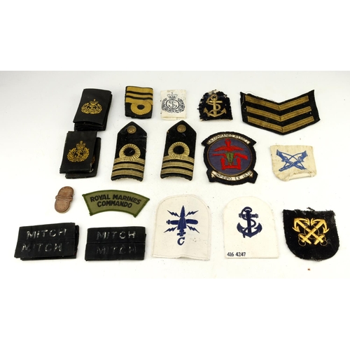 168 - Badges selection of various cloth insignia mainly naval related.