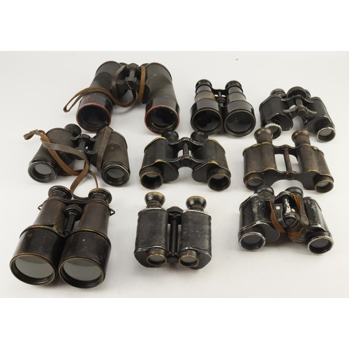 178 - Binoculars nine pairs of WW2 examples no cases various types.