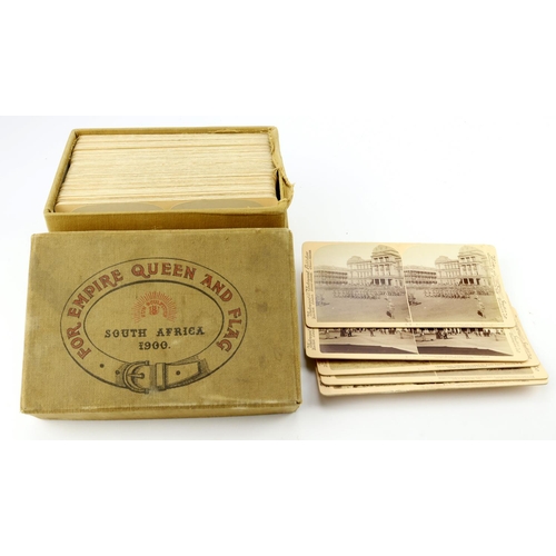 185 - Boer war stereoscope cards by underwood in original box, entitled ‘for empire queen and flag / south... 