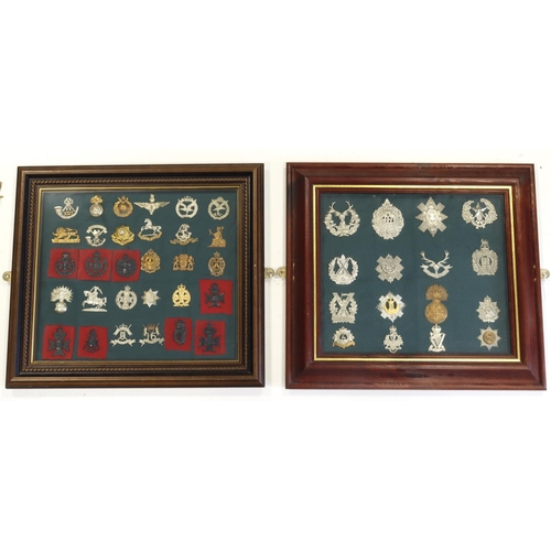 206 - Cap badges housed in two glazed frames, mixed selection  (2)