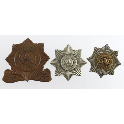 207 - Cheshire Regt 1st Bn, pouch badge (?) plus two cap badges  (3)