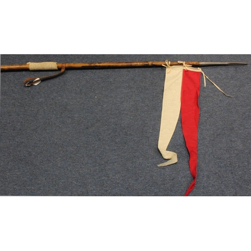 23 - British army 1864 pattern bamboo lance complete with pennant.  (Buyer collects)