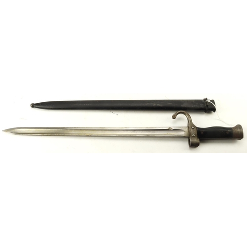 34 - French 'Berthier' bayonet with quillon, and scabbard, matching numbers