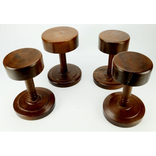 403 - Wooden hat / helmet stands, good quality  (4)