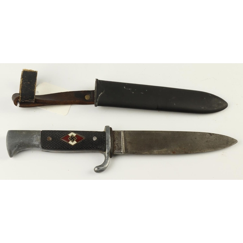 41 - German HJ Hitler Youth Knife, plain blade, M2/42 RZM & 1940 dated.