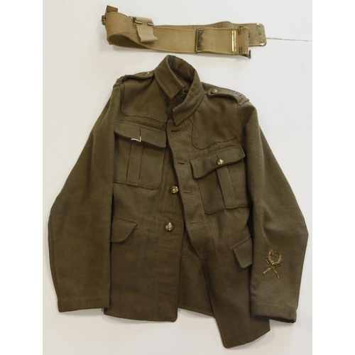 417 - WW1 British Service Dress Tunic, OR's, badged to the MGC with '08 pattern webbing belt, very tiny tr... 