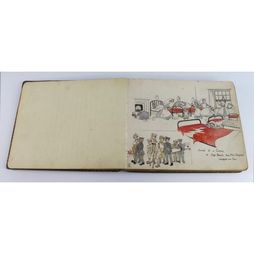 433 - WW1 Nurses 'scrap' album belonging to 'Sister Kennedy, High Beach, Westgate 1916', (Kent) with many ... 