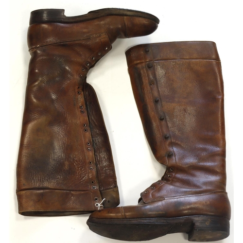 436 - WW1 officers full laced brown leather field boots in good condition no laces.