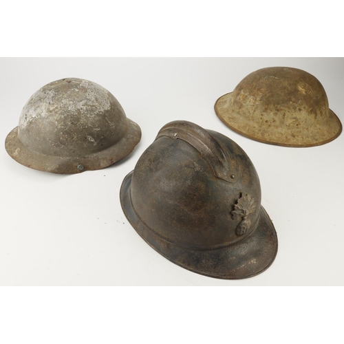 460 - WW1 steel Helmets, Brodie with partial liner  (3)