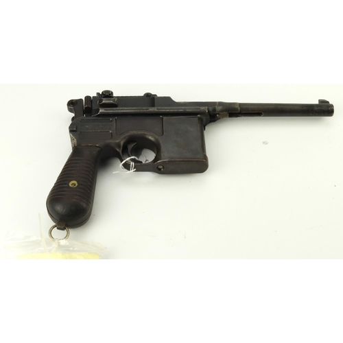 47 - German mauser 7.63 semi-automatic, model c96 commercial ‘broomhandle’ pistol, serial no. 736963 date... 