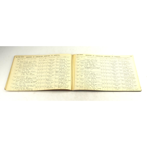 498 - WW2 scarce war period register of casualties admitted into hospital contains the names and dates of ... 