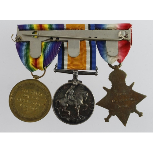 523 - 1915 Star Trio (13259 Pte A E Brown York R).  (3)