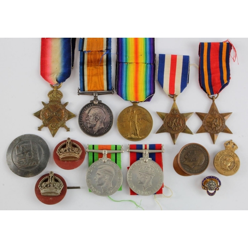 546 - 1915 Star Trio (T-945 Dvr W Moores ASC), plus WW2 medals, and a few items of militaria  (qty)