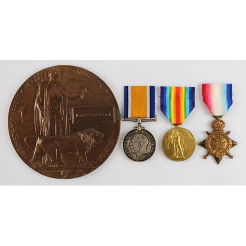 549 - 1915 Star Trio and Death Plaque for 17420 Pte John Hancock 7th Bn Norfolk Regt. Killed in Action 13t... 