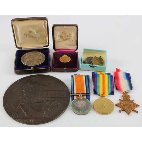 550 - 1915 Star Trio and Death Plaque for 2.Lieut Gwynne Lewis Brodhurst James Irish Guards - Trench Howit... 