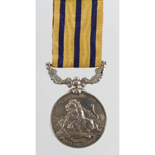 593 - British South Africa Company medal, reverse Matabeleland 1893, name very neatly removed.