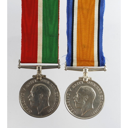 595 - BWM & Mercantile Marine Medal (silvered) named (Charles Coles). Born Highbridge, Somerset  (2)