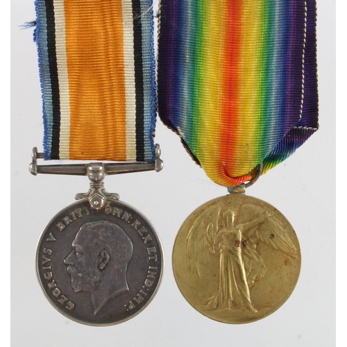 597 - BWM & Victory casualty medals to PW/2412 Pte W Bacon 19th bn Middlesex Reg.  Died 12-4-1918 commemor... 