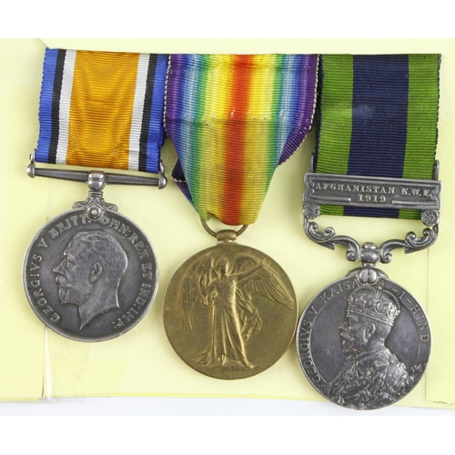 598 - BWM & Victory Medal (104539 Pte C B Hamilton RAMC) and IGS GV with Afghanistan NWF 1919 clasp (10453... 