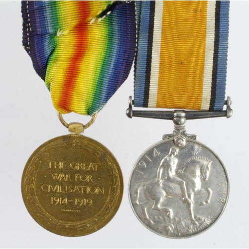 610 - BWM & Victory Medal (2439 Pte A H Sparrow Suffolks) served 4th Bn