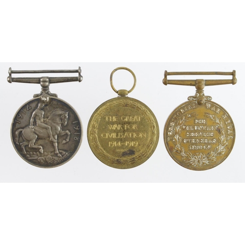 612 - BWM & Victory Medal (3212 Pte A L Howgego 25-London R), Territorial War Medal GV (3212 Pte A L Howge... 